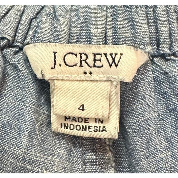 J. Crew Chambray Tie-Waist Pant Blue Classic Wash L0874 Size 4 - Picture 10 of 12
